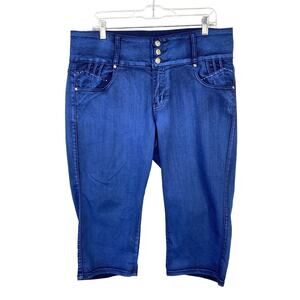 Tush Push Jeans Women's Capri Pants Size 16 Blue Stretch Colombian Casual